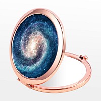 Dynippy Compact Mirror Rose Gold Makeup Mirror Folding Mini Pocket Mirror Portable Hand Mirror Doublesided 2 X 1X Magnification