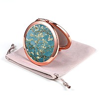 Dynippy Compact Mirror Rose Gold Makeup Mirror Folding Mini Pocket Mirror Portable Hand Mirror Doublesided 2 X 1X Magnification