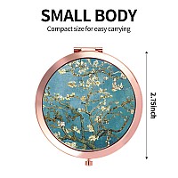 Dynippy Compact Mirror Rose Gold Makeup Mirror Folding Mini Pocket Mirror Portable Hand Mirror Doublesided 2 X 1X Magnification