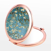 Dynippy Compact Mirror Rose Gold Makeup Mirror Folding Mini Pocket Mirror Portable Hand Mirror Doublesided 2 X 1X Magnification