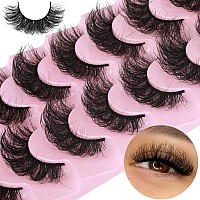 False Eyelashes Fluffy Lashes Mink Wispy Thick Volume Eye Lashes Curly Strip Lashes Extensions Natural Dramatic 20Mm Long 7 Pair