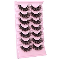 False Eyelashes Fluffy Lashes Mink Wispy Thick Volume Eye Lashes Curly Strip Lashes Extensions Natural Dramatic 20Mm Long 7 Pair