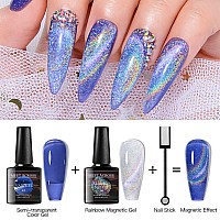 Meet Across Rainbow Cat Eye Gel Nail Polish And 5 Colors Jelly Gel Polish Soak Off Uv Led Light Nail Kit Gift Box With Free Magn