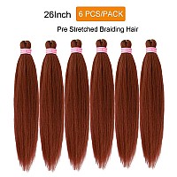 MSBELLE Braiding Hair Pre stretched 100g/Pack Ombre Braiding Hair Supplies 6Pcs/Lot Pre stretched Braiding Hair Hot Water Setting (26 INCH, Ginger)