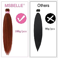 MSBELLE Braiding Hair Pre stretched 100g/Pack Ombre Braiding Hair Supplies 6Pcs/Lot Pre stretched Braiding Hair Hot Water Setting (26 INCH, Ginger)