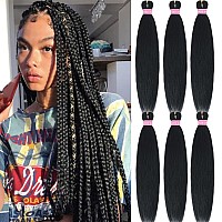 MSBELLE Braiding Hair Pre stretched 100g/Pack Ombre Braiding Hair Supplies 6Pcs/Lot Pre stretched Braiding Hair Hot Water Setting (26 INCH, Black)