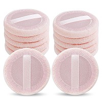 Sibba 12 Pcs Loose Powder Puff Pink Cotton Pads Face Body Makeup Velour With Ribbon Applicators Setting Round Make Up Eyeshadow