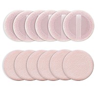 Sibba 12 Pcs Loose Powder Puff Pink Cotton Pads Face Body Makeup Velour With Ribbon Applicators Setting Round Make Up Eyeshadow