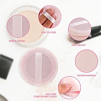 Sibba 12 Pcs Loose Powder Puff Pink Cotton Pads Face Body Makeup Velour With Ribbon Applicators Setting Round Make Up Eyeshadow