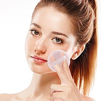 Sibba 12 Pcs Loose Powder Puff Pink Cotton Pads Face Body Makeup Velour With Ribbon Applicators Setting Round Make Up Eyeshadow