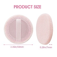 Sibba 12 Pcs Loose Powder Puff Pink Cotton Pads Face Body Makeup Velour With Ribbon Applicators Setting Round Make Up Eyeshadow