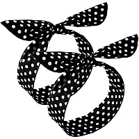 Hicarer 2 Pieces Polka Dot Headbands For Girls And Women Headband Retro Bandana Halloween Dress Up 50S Wire Headband Vintage Pri