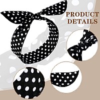 Hicarer 2 Pieces Polka Dot Headbands For Girls And Women Headband Retro Bandana Halloween Dress Up 50S Wire Headband Vintage Pri