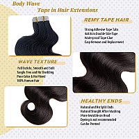 Wavy Tape In Hair Extensions Human Hair Body Wave Real Human Hair Extensions Tape In 1B Natural Black Tape In Extensions Human