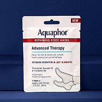 Aquaphor Repairing Foot Masks, Moisturizing Socks for Dry Feet, Hydrating Foot Care Treatment with Avocado Oil and Shea Butter, Pack of 6