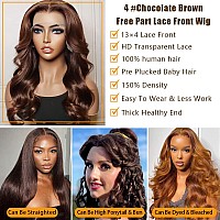 26 Inch Brown Body Wave Lace Front Wigs Human Hair Wigs HD Lace Front Wig Human Hair Pre Plucked with Baby Hair 150 Density Brazilian Virgin Transparent Lace Front Glueless Wigs Human Hair Colored