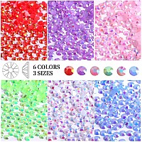 Rodaky 19200Pcs Resin Bulk Rhinestones For Tumblers 6 Color Round Crystals Gem Stones 3 Sizes Jelly Flatback Rhinestones For Nai