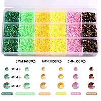 Rodaky 19200Pcs Resin Flatback Rhinestones For Crafts 6 Color Round Crystals Gem Stones 3 Sizes Jelly Nail Rhinestones Kit For N