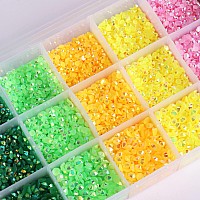 Rodaky 19200Pcs Resin Flatback Rhinestones For Crafts 6 Color Round Crystals Gem Stones 3 Sizes Jelly Nail Rhinestones Kit For N