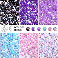 Rodaky 19200Pcs Jelly Rhinestones For Crafts 6 Color Round Crystals Gem Stones 3 Sizes Bulk Resin Flatback Rhinestones For Nail