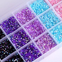 Rodaky 19200Pcs Jelly Rhinestones For Crafts 6 Color Round Crystals Gem Stones 3 Sizes Bulk Resin Flatback Rhinestones For Nail