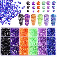 Rodaky 19200Pcs Resin Flatback Rhinestones For Crafts 6 Color Round Crystals Gem Stones 3 Size Jelly Ab Crystal Nail Rhinestones