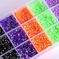 Rodaky 19200Pcs Resin Flatback Rhinestones For Crafts 6 Color Round Crystals Gem Stones 3 Size Jelly Ab Crystal Nail Rhinestones