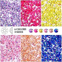 Rodaky 19200Pcs Transparent Jelly Flatback Rhinestones For Crafts 6 Color Round Ab Crystals Gem 3 Size Clear Resin Rhinestones F