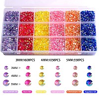 Rodaky 19200Pcs Transparent Jelly Flatback Rhinestones For Crafts 6 Color Round Ab Crystals Gem 3 Size Clear Resin Rhinestones F