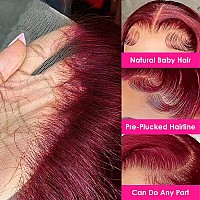 Pizazz 99J Burgundy Deep Wave Lace Front Wigs Human Hair Pre Plucked 13X4 Hd Transparent Lace Frontal Wigs With Baby Hair 180 De