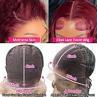 Pizazz 99J Burgundy Lace Front Wigs Human Hair Pre Plucked 12A 13X4 Hd Lace Frontal Wigs With Baby Hair 180 Density Red Deep Wav