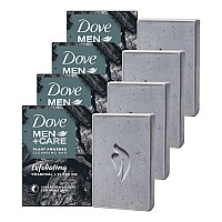 Dove Men+Care Natural Essential Oil Bar Soap Exfoliating Charcoal + Clove Oil 4 Count To Clean And Hydrate Mens Skin 4-in-1 Bar Soap For Men's Body, Hair, Face And Shave 5oz