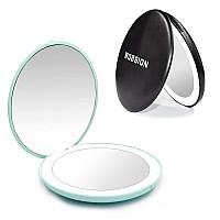 Wobsion 1X10X Magnification Compact Mirror For Pursescompact Mirror With Lighthandheld 2Sided Mirrortravel Makeup Mirror3