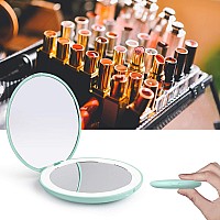 Wobsion 1X10X Magnification Compact Mirror For Pursescompact Mirror With Lighthandheld 2Sided Mirrortravel Makeup Mirror3