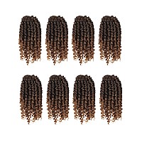 Bileaf 8 Inch Ombre Brown Passion Twist Hair 8 Packs Pretwisted Passion Twist Crochet Hair Prelooped Crochet Passion Twist Br