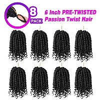 Bileaf Ombre Brown Short Passion Twist Hair 6 Inch Pre Looped Passion Twist Crochet Hair 8 Packs Pre Twisted Crochet Passion Twi