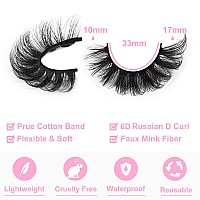 Mink Lashes Fluffy Russian Mink Lashes Extension 17Mm Wispy False Eyelashes 6D D Curl Russian Strip Lashes Pack By Kiromiro