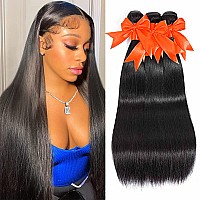 Suifengwu 10A Straight Human Hair Bundles 20 22 24 Inch 100 Unprocessed Brazilian Virgin Weave Bundles Human Hair Extensions