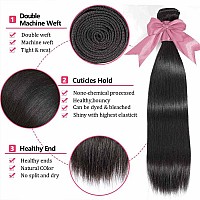 Suifengwu 10A Human Hair Bundles 16 18 20 Inch Straight Bundles Human Hair 100 Unprocessed Brazilian Virgin Weave 3 Bundles Dou