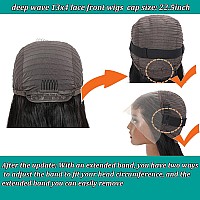 26Inch Deep Wave Lace Front Wigs Human Hair 180 Density Brazilian Virgin 13X4 Deep Curly Wave Frontal Wig Humsn Hair For Black