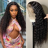 Beautygrace 22Inch Deep Wave Lace Front Wigs Human Hair 10A Grade Virgin Hair Natural Color Tangle Free Soft Texture Easy To