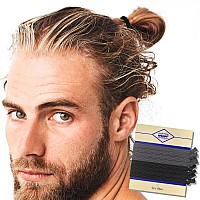 HAVHAF Knotted Mens Hair Ties For Men 8pcs (Thin, Black Charcoal) - No damage Crease Breakage Man Bun Hair Tie Men with Long Hair For Curly Thick Elastic Hair Ties For Guys | Perfect hairtie For Men