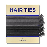 HAVHAF Knotted Mens Hair Ties For Men 8pcs (Thin, Black Charcoal) - No damage Crease Breakage Man Bun Hair Tie Men with Long Hair For Curly Thick Elastic Hair Ties For Guys | Perfect hairtie For Men