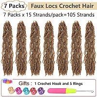 Alrence Faux Locs Crochet Hair Blonde 30 Inch 7 Packs Soft Locs Long Crochet Locs Goddess Locs Natural Synthetic Pre looped Crochet Braids For Butterfly Locs Crochet Hair (30 Inch (Pack of 7), 27#)