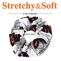 12Pcs Halloween Hair Scrunchies Soft Fall Pumpkin Skull Ghosts Bat Spider Web Hair Ties Scrunchy Elastics Hair Bands Gifts Ponyt