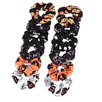 12Pcs Halloween Hair Scrunchies Soft Fall Pumpkin Skull Ghosts Bat Spider Web Hair Ties Scrunchy Elastics Hair Bands Gifts Ponyt