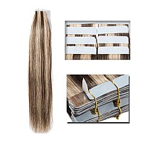 Benehair Remy Tape In Hair Extensions Human Hair Medium Browndark Blonde Seamless Skin Weft Tape In Real Human Hair Extensions