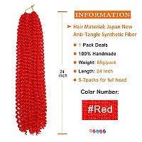 Red Passion Twist Hair 24 Inch 1Pack Water Wave Crochet Hair For Passion Twists Long Bohemian Braiding Protective Style Hair Ext