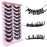 Russian D Curl Strip Lashes Fluffy False Eyelashes Natural Lashes 15-20mm Fake Lashes Pack Volume Eye Lashes 10 Pairs Faux mink lash Multipack