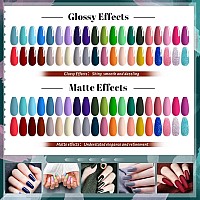 Jewhiteny 45 Pcs Gel Nail Polish Kit Soak Off Nail Lamp Gel Polish Starter Kit With 2Pcs Glossy Matte Top Coat And 2Pcs Base